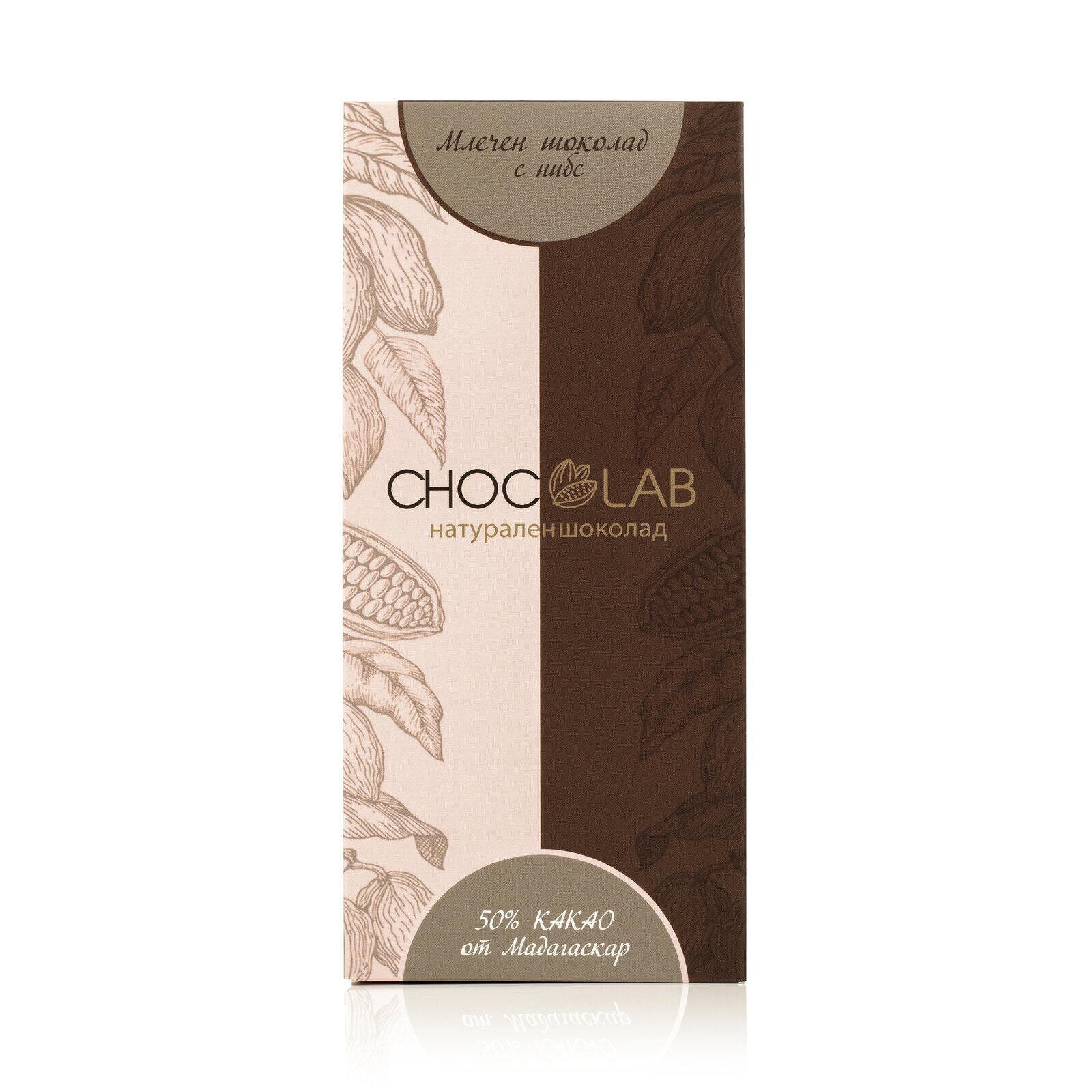 Chocolab Млечен Шоколад 50% какао с нибс, Мадагаскар - 80 гр. - цена 7. ...