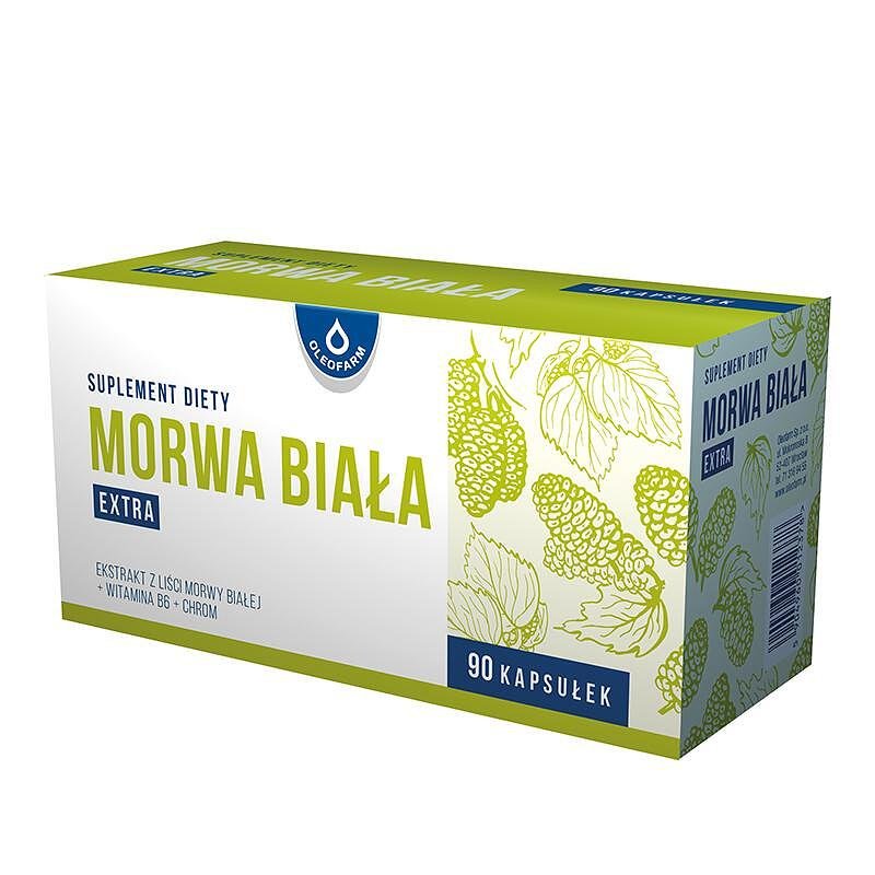 Morwa Biała Extra/ Бяла черница + витамин В6 и хром x 90 капсули, OLEOFARM